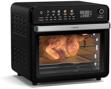 Klarstein AirGlaze Digital Heißluftfritteuse – 34 L, 2200 W, 19 Programme, Rotisserie, Touch Display, 40-350 °C, Pizzastein & Grillroste, Doppelt Verglaste Tür, Schwarz