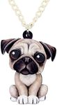 DUOWEI Acrylic Cute French Bulldog Pug Dog Necklace Cartoon Halloween Pendant Jewelry for Women Teen Girls Charms Gifts (Beige), Acrylic, not-applicable