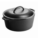 Lodge Iron Dutch Oven With Lid, 5 Quart (Black)