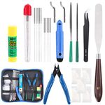 Glarks 24Pieces 3D Printer Nozzle Cleaning Tool Kit, Including Palette Knife, Deburring Tool, Tweezer, File Tool, Grease Packets, Wire Cutter, Glue Stick