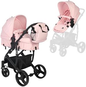 TORAL Carrito Bebe 2 en 1 - Cochecito Bebe Convertible y Versátil con Accesorios, Carro Bebe 2 Piezas, Elegante y Práctico Coche para Bebé, Ideal para Viajes y Paseos Urbanos. Modelo Corinto Rosa