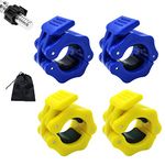 Barbell Clips 4 Pcs Barbell Clamps Comes with a carrying bag 1 Inch Fast Release Barbell Collar Clips,Weight Barbell Locks Collar Clips for Workout, Weightlifting,Strength Training (Blue+Yellow)