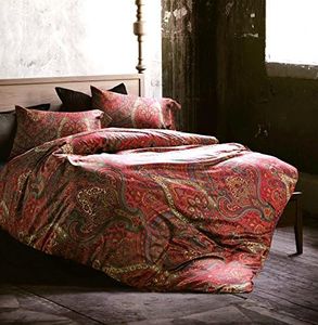 (King, Spanish Red) - Boho Paisley Print Luxury Duvet Quilt Cover and Shams 3pc Bedding Set Bohemian Damask Medallion 350TC Egyptian Cotton Sateen (King, Spanish Red)