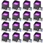 Battery Powered Stage Par Lights, 9X18W 6in1 RGBWA+UV, DMX Remote Control, for Church, DJ, Wedding (16 Packs)