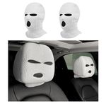 Suvnie 2 PCS Car Headrest Cover, Personalized Funny Car Seat Full Face Mask, Ski Mask Wrap Protection for Auto Front Seat Rest Decoration, Universal Interior Car Accessories (White)