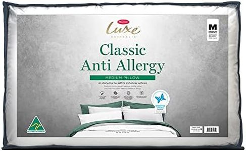 Tontine 46x72cm Luxe Classic Anti Allergy Cotton Pillow Medium Height & Feel, Anti Microbial Treated, Machine Washable, Australian Made