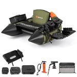 Goplus Inflatable Float Tube, Fishing Belly Boat w/Paddle, Flippers, Fish Ruler, Pump, Storage Bag, Adjustable Straps, 350LBS Load Capacity (Upgrade Green, W/Fish Finder Holder, Rod Rack Basket)