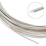 BENECREAT 6m/19.7Feet Silver Half Round Craft Wire, 23 Gauge White Copper Beading Wire for Jewelry Making, Wire Wrapping, DIY Arts and Crafts, 0.6x0.4mm