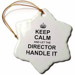 3dRose Keep Calm and Let The Director Handle It Fun Funny Career Job Pride Snowflake Ornament, 3"