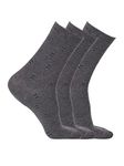 Jockey Men's Compact Cotton Stretch Printed Crew Length Socks with Stay Fresh Treatment (Colors & Prints may vary_Pack of 3)_Style_7104_Charcoal Melange_FREE SIZE