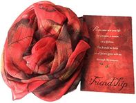 Smiling Wisdom - Friendship - Reason Season Lifetime Friend Greeting Card and Scarf Gift Set - Women BFF (Red)