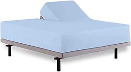 Flex Top Sheets for Sleep Number Bed - 1000 Thread Count 100% Egyptian Cotton 28" Top Split King Sheets Fits Upto 18" Deep Pocket - Split Head King Sheets Sets for Adjustable Bed - Light Blue Solid