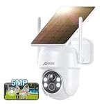 ANRAN 360° Security Camera Outdoor Wireless, 5MP Camera with Integrated Solar Panel, Battery Home Security Camera, Spotlight & Siren, 2-Way Audio, Color Night Vision, PIR Motion Detection, Q04 Max