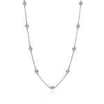 Sterling Silver Station Necklace 16-30 inch,Round Cubic Zirconia CZ Station Necklace,Statement Necklace for Women, Teens,Lead-Free, Nickel-Free Jewelry,Gift for Her, Cubic Zirconia