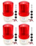 QWORK Industrial LED Rotating Strobe Beacon Warning Lights, 4 Pack Signal Alarm Tower Lamp, AC 110V LED Rotating Strobe Beacon Emergency Warning Light, Flashes Per Minute 72, No Buzzer, Red