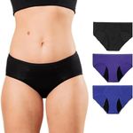 Bambody Absorbent Brief, 5th Gen - X-Small, 3 Pack, Black - Dark Blue - Purple