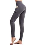 CAMBIVO Yoga Pants for Women, Gym Leggings Workout Leggings with Pockets, High Waisted Women Sports Running Tights Grey