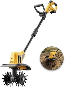 Cordless Tiller Cultivator Compatible with Dewalt 20V MAX Battery, 270 RPM Electric Garden Rototiller, 48 Steel Tines, 8.7" Tilling Width, 6.3" Depth, Rotary Tiller for Lawn/Gardening/Soil(Tool Only)