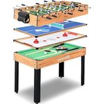 4in1 Portable Multi Game Table, 48” Sports Arcade with Accessories, Ping Pong, Air Hockey, Pool Billiards, Soccer Foosball All in One, for Indoor and Outdoor, Family, Kids and Adults