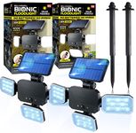 Bell+Howell Bionic Floodlight 180 Degrees Swiveling Solar Lights, Outdoor Motion Sensor LED, Outdoor 108 High Power LED Bulbs in Adjustable Panels for Garden Patio As Seen On TV - Set of 2