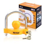 RETRUE Universal Coupler Lock Trailer Locks Ball Hitch Trailer Hitch Lock Adjustable Security Heavy-Duty Steel Fits 1-7/8 Inch, 2 Inch, 2-5/16 Inch Couplers, Yellow, Lightweight