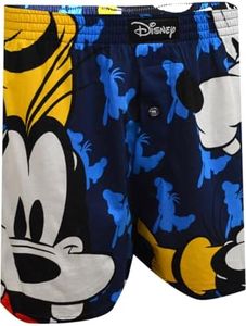 MJC Mens Disney's Big Goofy Faces Cotton Boxer Shorts (Medium) Blue