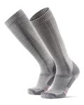 DANISH ENDURANCE Merino Wool Knee High Hiking Socks for Men & Women, Grey, Large