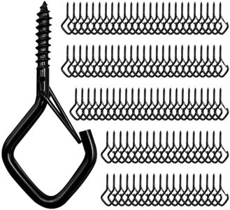 Ticway 110 PCS Q-Hanger Hooks for String Lights, Ceiling Hangers for Plants & Wind Chimes, Christmas Decorations Outdoor Hooks (Square Hanger) Black