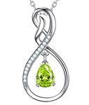 Peridot Necklace for Women Birthday Gifts Forever Love Infinity Pendant Sterling Silver August Birthstone Necklace