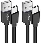 Catchke Pack Of 2，4 FT USB C Cable 5A Fast Charge，USB A to Type C Charger Cord Support USB 2.0 480Mbps Data Transfer Compatible w/ Galaxy S10 S9 Plus S21，Note 10 9，USB A Charger/USB-C Device，Black