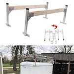 Riwful Adjustable Aluminum Roof Ladder Rack Bracket Kit Fit for Enclosed Trailers Cargo Vans