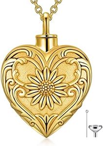 SOULMEET Gold Plated Silver Sunflower Cremation Necklace for Ashes Cherish URN Memories Jewelry to Keep Someone Near to You