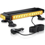 eSynic 12/24V Magnetic Flashing Beacon Lights IP65 Waterproof Beacon Lights 36.5cm/14.4 Inch Emergency 30 LEDs Amber Beacon Lights with 7 Flash Modes Flashing Strobe Light for Vehicles Car Truck etc