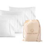 Good Sleep Bedding Pillow Case - 100% Egyptian Cotton Pillow Covers, 1000 TC Pillow Cases Queen Size 4 Pack, Comfy Pillow Cover, Sateen Weave Queen Pillow Case, Soft Pillow Cases, White Pillow Cases