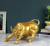 Karigar Shop Profound Craft 10" Geometric Statue Golden Bull Sculpture Ornament Abstract Animal Figurines Room Desk Decor Home Decoration(Gold)