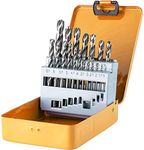 Hymnorq Jobber Twist Drill Bits Set of 19pcs in Metal Case, 1.0 to 10mm Metric Size, Ground High Speed Steel with Split Point Straight Shank, for General Purpose in Wood Plastic and Soft Metal Sheet