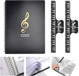 ADERTOS A4 30 Pockets/60 Pages Music File Folder Music Sheet Folder Clef Paper Storage Documents Holder Bag Blank Plastic Concert Choral Folder Presentation Folder with 2 Music Score Clips for Choir