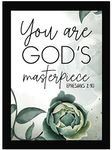 AR Creative You Are God's Masterpiece - Bible Verse Wall Photo Framed Wall Poster, Bible Quotes Print with Frame, Home, Office Decor, Bible Quotes Poster (13.6 inch x 10.2 inch)