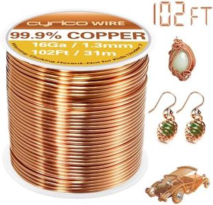 99.9% Pure Copper Wire, 16 Gauge 102 Feet Solid Copper Wire for Jewelry Making Crafts, Electroculture Gardening Antenna, Cyrico Bendable Soft Copper Wire for Plants