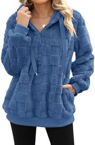 Yanekop Womens Hoodie Fuzzy Sweaters Sherpa Jacket Women Fuzzy Sweatshirt Fleece Hoodie Zip Up Outerwear(D Dark Blue,L)