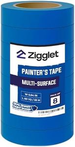 Zigglet Blue Painters Tape – Wide Masking Tape for Painting Walls & Trim, Clean Removal, No Residue – Heavy Duty Blue Tape for DIY, Multi‑Surface Paint Tape for Professionals - 60 Yards | Pack of 8