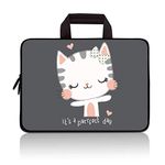 RUYIDAY 14 15 15.4 15.6 inch Laptop Handle Bag Computer Protect Case Pouch Holder Notebook Sleeve Neoprene Cover Soft Carrying Travel Case for Dell Lenovo Toshiba HP Chromebook ASUS Acer(Cute Kitty)