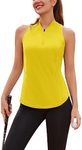 COOrun Womens Sleeveless Golf Shirts 1/4 Zip Up Polo Moisture Wicking Athletic Tennis Shirts for Activewear UPF 50+ Yellow