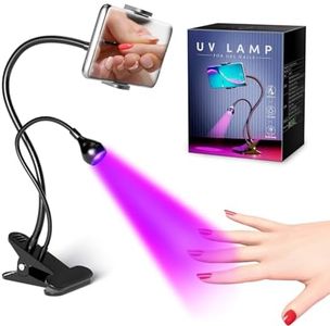 UV Nail Curing Lamp with Phone Holder - 365+395nm LED, 4 Levels Dimming, Black Light, USB Input