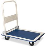 Deuba® Heavy-Duty Platform Trolley | Foldable | 150KG Load Capacity | 4 Castor Wheels | Easy-Fold Non-Slip Design | Multipurpose Compact Storage | 83 x 47.5 x 73 cm | Blue/White