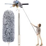 Feather Duster, Newliton Microfiber Dusters for Cleaning High Ceiling Fan with 30'' to 100'' Telescoping Extension Pole, Long Extendable Duster for Home Car Furniture Cobweb