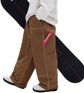 SNOWVERB Womens Mens Baggy 15K Waterproof Streetwear Snowboard Ski Pants Inner Thigh Vents Gaiters Loose Fit Pants Caramel
