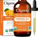 Cliganic USDA Organic Sweet Orange Essential Oil, 120ml - 100% Pure Natural for Aromatherapy Diffuser | Non-GMO Verified