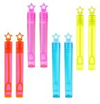 8 Neon Mini Star Bubble Tubes With 4ml Bubble Liquid Solution and Blow Wands, Weddings favours, Parties, Celebrations, Children’s Birthday Party Bag Fillers, Kids Toys (Multicoloured Star 8 Pack)