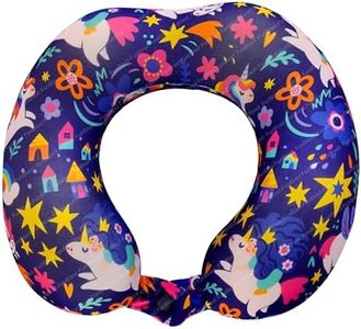 FunBlast Travel Neck Pillow for Kids, Headrest/Neck Pillow for Kids Boys & Girls, Teens, Travel Accessories for Airplane, Car, Recline, Memory Foam Cute Travel Pillow, 100% Neck Pillow (Unicorn)